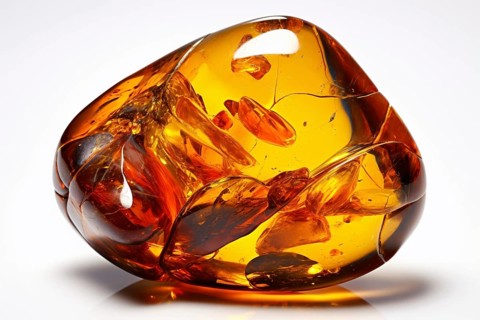 Amber gem stone on white background. KI generiert, generiert AI generated