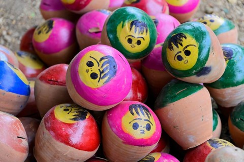 Money boxes, souvenirs, market, Bagan, Burma, Pagan, Myanmar, Asia
