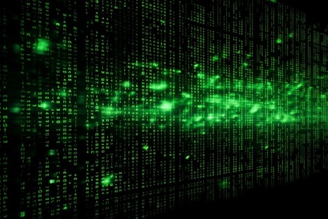 Green dynamic digital data streams, showcasing flowing lines of code in a mesmerizing pattern,