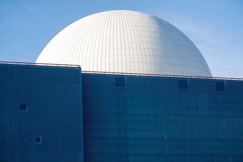 White dome of pressurised water reactor PWR of Sizewell A nuclear power station, near Leiston,