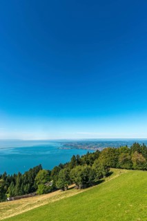 View from the Pfaender, 1064m, local mountain of Bregenz, to Lindau, Lake Constance, Vorarlberg,