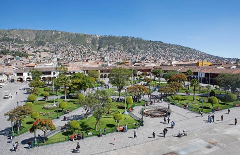 View of the Plaza de Armas, Ayacucho, Huamanga Province, Peru, South America