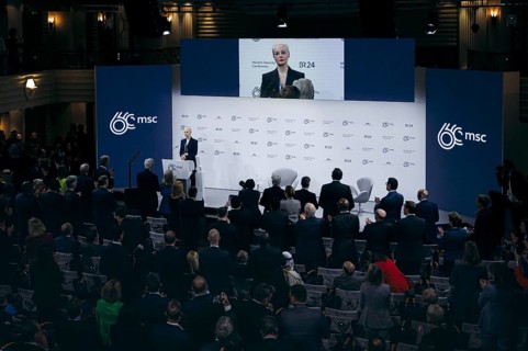 Yulia Navalnaya, woman (widow) of Alexei Navalny, recorded during a speech at the Munich Security