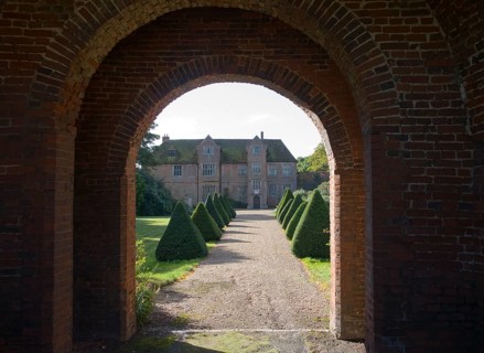Tudor red brick gatehouse at Ewarton Hall, Suffolk, England, United Kingdom, Europe