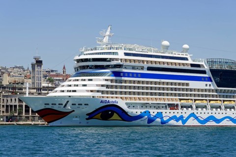 Cruise ship AIDAstella, year of construction 2013, 253, 3m long, 2700 passengers, at the quay of