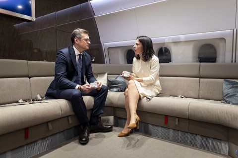 Annalena Baerbock (Alliance 90/The Greens), Federal Foreign Minister, is accompanied on her return