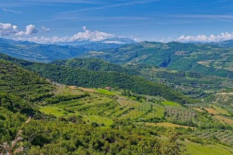 The valley of the river Osum on the western slope of the Tomorr massif and the southern Albanian