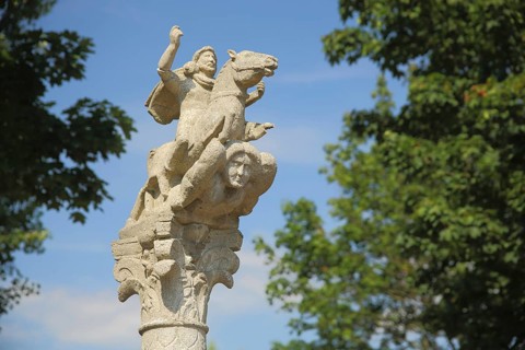 Roman Jupiter column with equestrian figure, column, detail, stone, white, Roman period, Roman,