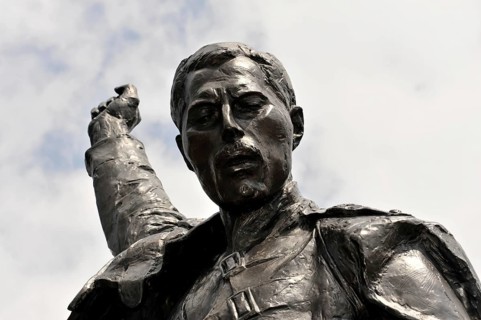 Memorial to Freddie Mercury, 1946, 1991, on the Quai de la Rouvenaz, Montreux, Canton of Vaud,