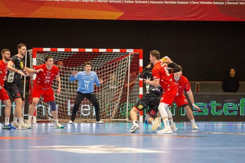18.02.2024, 2nd HBL, German Handball League, matchday 21) : Game scene Eulen Ludwigshafen against