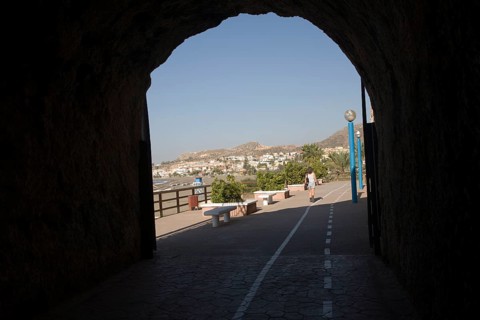 Walkway in former railway tunnels between La Cala del Moral and Rincon de la Victoria, Malaga