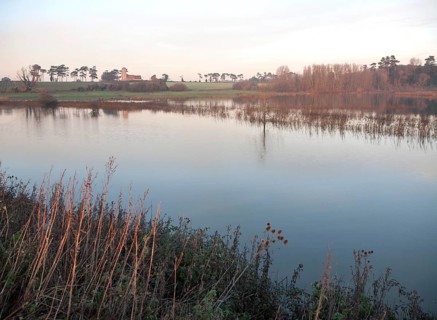 Coastal flooding leading to inundation of land not covered by flood water for 50 years, Ramsholt,