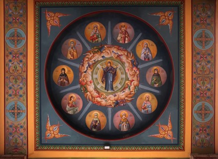 Close-up, ceiling painting, Katholikon, Monastery of St Theodora, Thessaloniki, Macedonia, Greece,
