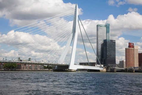 Erasmusbrug, Erasmus Bridge, spanning the River Maas, Rotterdam, Nethrlands