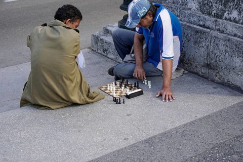 Chess player, Centro Habana, Cuba, Greater Antilles, Caribbean, Central America