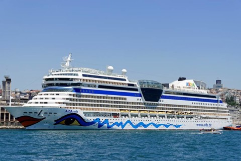 Cruise ship AIDAstella, year of construction 2013, 253, 3m long, 2700 passengers, at the quay of