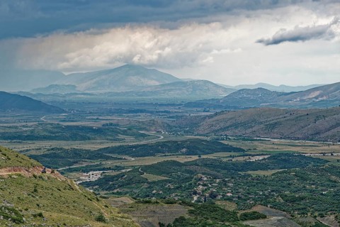 Extensive landscape around the Kalasa stream near Vergo in southern Albania. Qark Vlora, Albania,