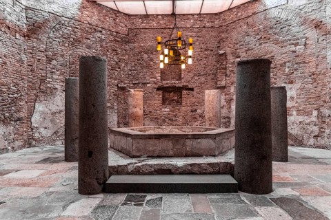Baptistery, early Christian baptistery from the 5th century, basilica of Aquileia from the 11th