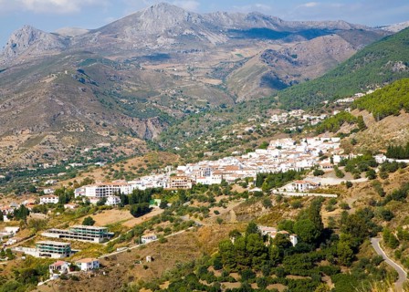 Pueblos Blancos white village of Alcaucin, Malaga province, Spain, Europe