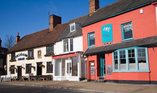King's Head Inn, Wild Strawberry cafe, Galley restaurant, Market Hill, Woodbridge, Suffolk,