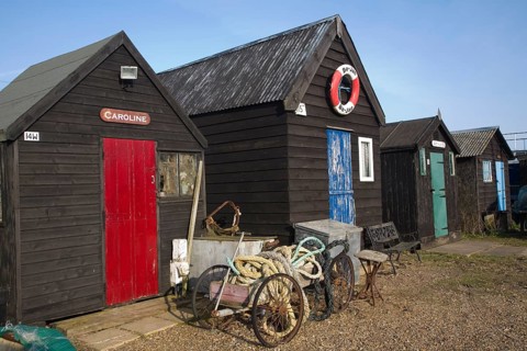 Fishing sheds at Southwold quay, Suffolk, England, United Kingdom, Europe