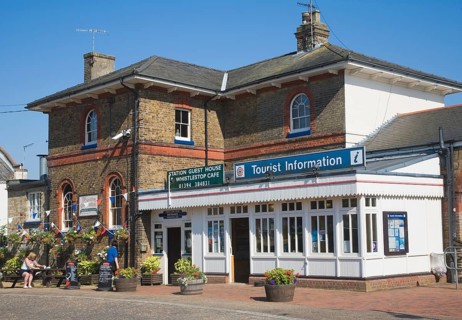 Railway station cafe and tourist information office, Woodbridge, Suffolk, England, United Kingdom,