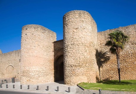 Puerta de Almocabar fortifications historic city walls Ronda, Malaga province, Spain, Europe