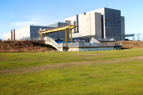 The decommissioned Magnox reactor block of Sizewell A nuclear power station, officially opened 7
