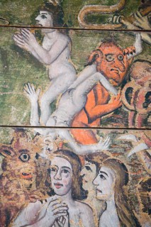 Early sixteenth century religious painting depicting the Day of Judgement called the Wenhaston