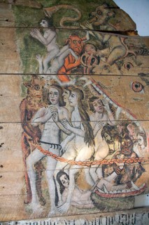 Early sixteenth century religious painting depicting the Day of Judgement called the Wenhaston