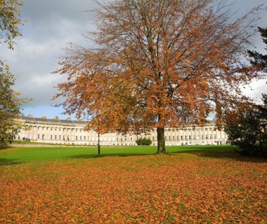 Autumn tree colours at The Royal Crescent, architect John Wood the Younger built between 1767 and