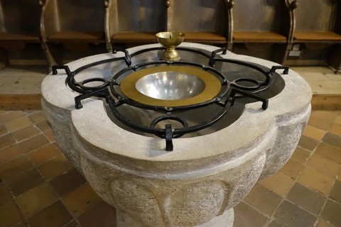 Baptismal font, Doberan Minster, former Cistercian monastery, Bad Doberan, Mecklenburg-Western