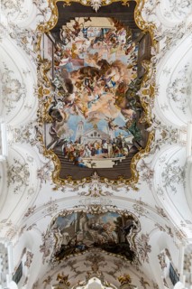 Baroque church, interior view, Marienmuenster, Diessen, Ammersee, Fuenfseenland, Pfaffenwinkel,