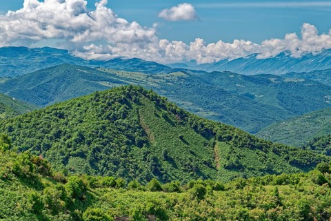 The southern Albanian mountain landscape on the western slope of the Tomorr massif m Tomorr
