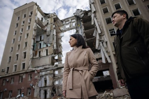 Annalena Baerbock (Alliance 90/The Greens), Federal Foreign Minister, visits the former seat of the