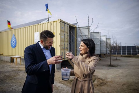 Annalena Baerbock (Alliance 90/The Greens), Federal Foreign Minister, visits a solar water