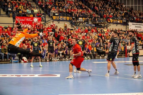18.02.2024, 2nd HBL, German Handball League, matchday 21) : Game scene Eulen Ludwigshafen against