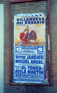 Poster advertising bull fight in Malaga, Andalusia, Spain, Southern Europe. Scanned thumbnail