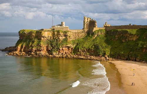 Priory and castle, King Edward's Bay, Tynemouth, Northumberland, England, United Kingdom, Europe