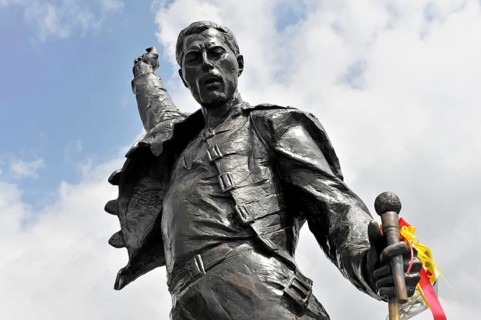 Memorial to Freddie Mercury, 1946, 1991, on the Quai de la Rouvenaz, Montreux, Canton of Vaud,