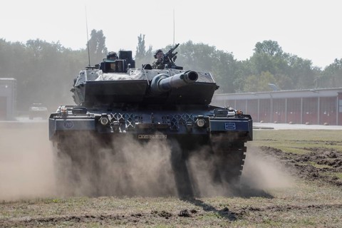 Leopard 2A6 main battle tank during a demonstration at the Julius Leber barracks, Berlin, 13 July
