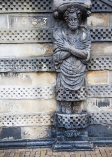 Stone carving details dating from 1603 on the town hall Gouda, Netherlands
