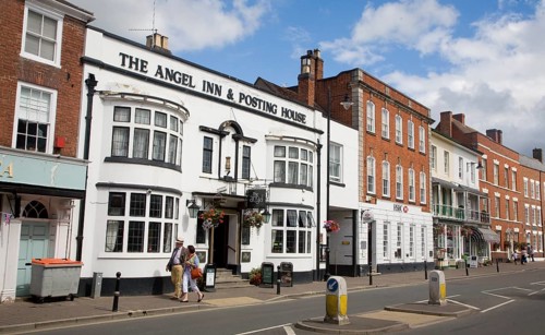 Georgian buildings line the High Street of Pershore, Worcestershire, England, United Kingdom,