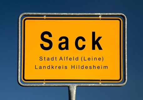Place name sign Sack, district of the town of Alfeld an der Leine, district of Hildesheim, Lower
