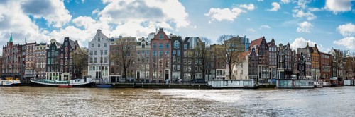 Panorama of the centre, canal houses on the Amstel canal, metropolis, Benelux, skyline, travel,