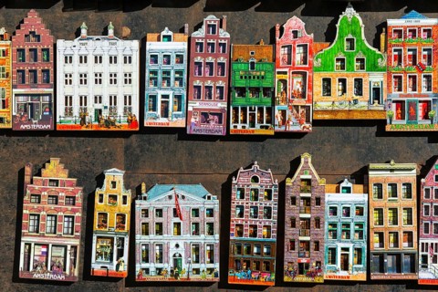 Canal houses as souvenir, magnet, magnetic, souvenir, fridge magnet, symbolic, city trip, holiday,