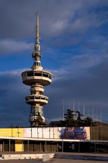 OTE Tower, TV tower with Skyline Cafe, viewing platform, evening light, Thessaloniki, Macedonia,