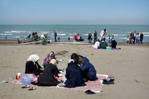 Scene on the beach of Babolsar, Caspian Sea, Iran, 22/03/2019, Asia