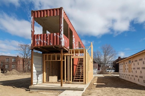 Detroit, Michigan, Homes are being built with used shipping containers in a low-income neighborhood