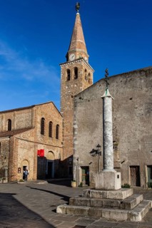 Old town with Basilica di Santa Eufemia, Citta vecchia, island of Grado, north coast of the